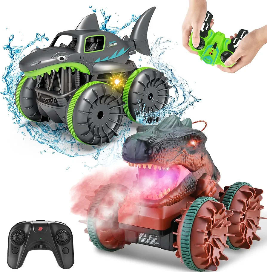 BEZGAR Amphibious Remote Control Car Shark&Dinosaur