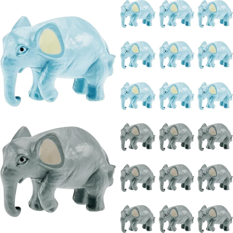 30 Pieces Mini Elephant Figurines Miniature Elephant Figurines Miniature Toy Elephant Model Mini Wild Elephant Animal Toys Blue Tiny Elephant Figurines Realistic Animal Figure Collection Decoration