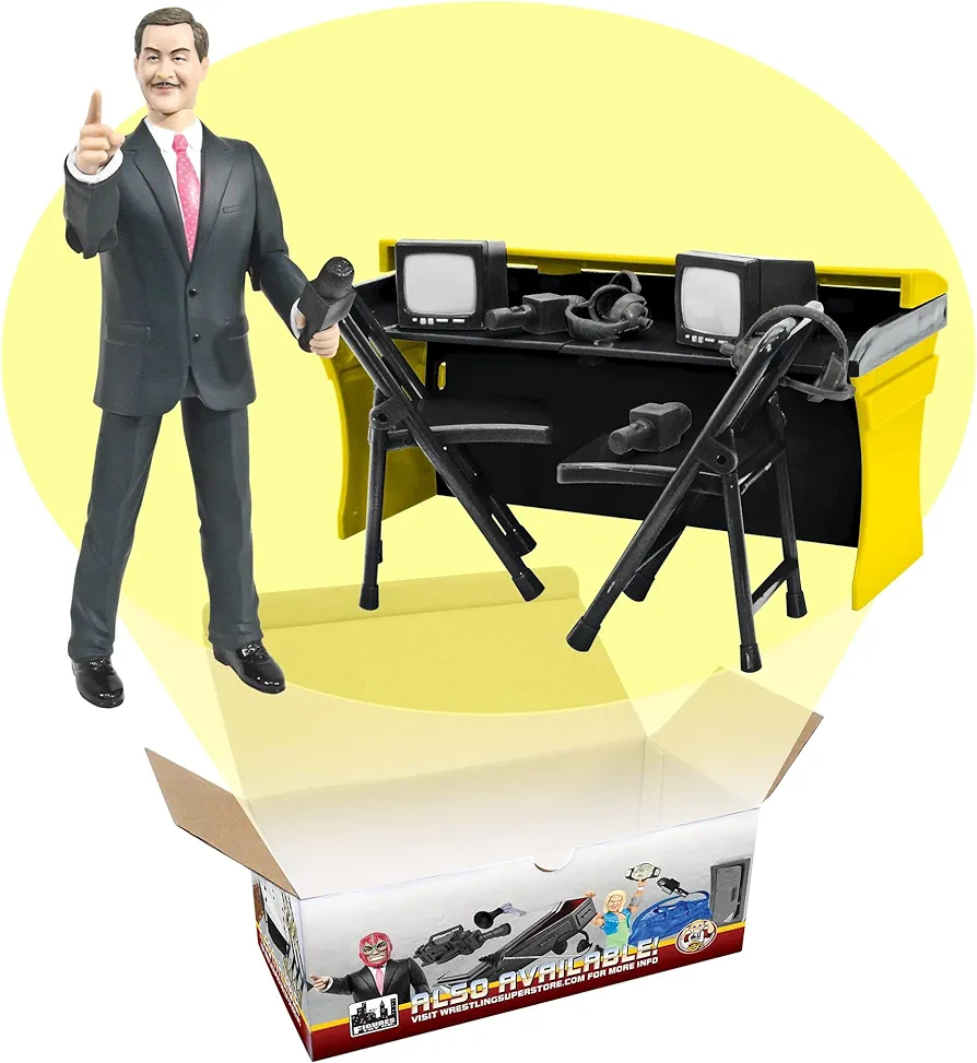 Deluxe Wrestling Figure Commentators Playset with Announcer Figure for Wrestling Action Figures