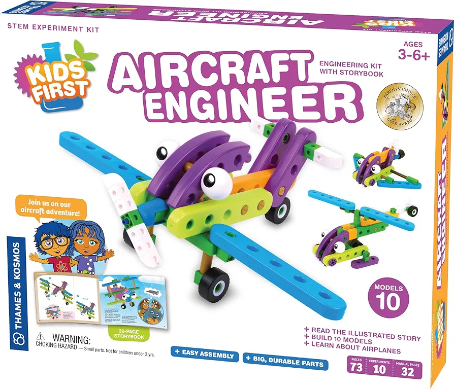 Thames & Kosmos Kids First Aircraft Engineer | STEM | 32 Page Full-Color Illustrated Storybook | Ages 3+ | Preschoolers & Kindergartners | Develop Fine Motor Skills | Parents' Choice Gold Award