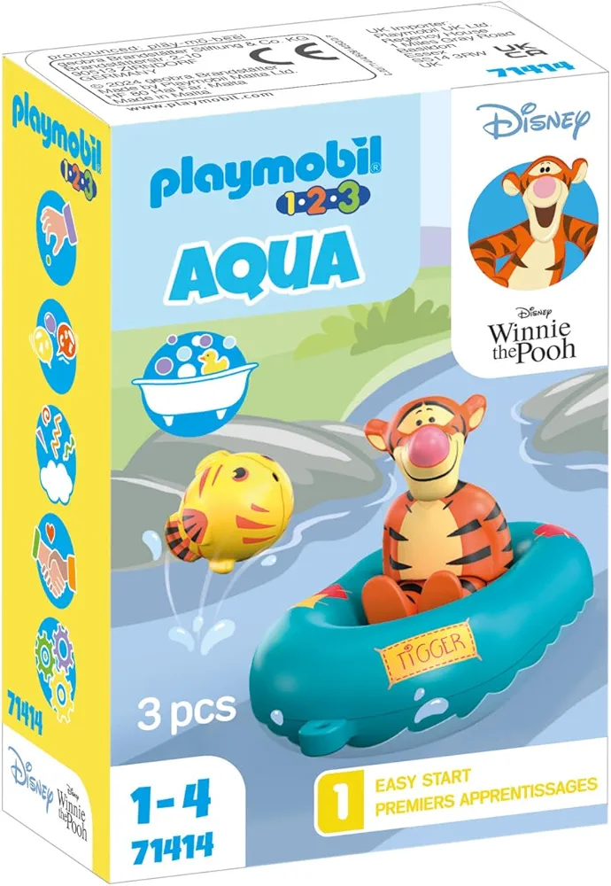 PLAYMOBIL 1.2.3 & Disney 71414 Tiggers Inflatable Boat Ride from 12 Months, Small