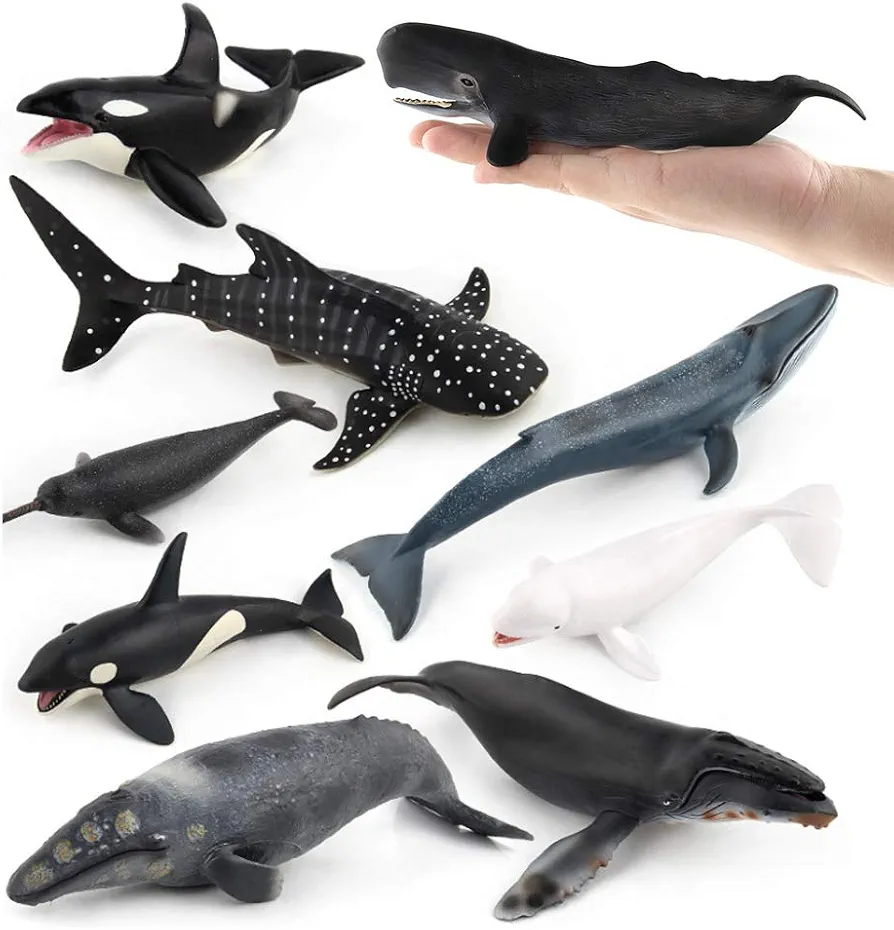 Sea Marine Animal Figures Ocean Creatures Action Models Figurine Whale Ornament Education Cognitive Toy for Boys Girls Kid 5 6 7 8 Years Old(9 pcs)