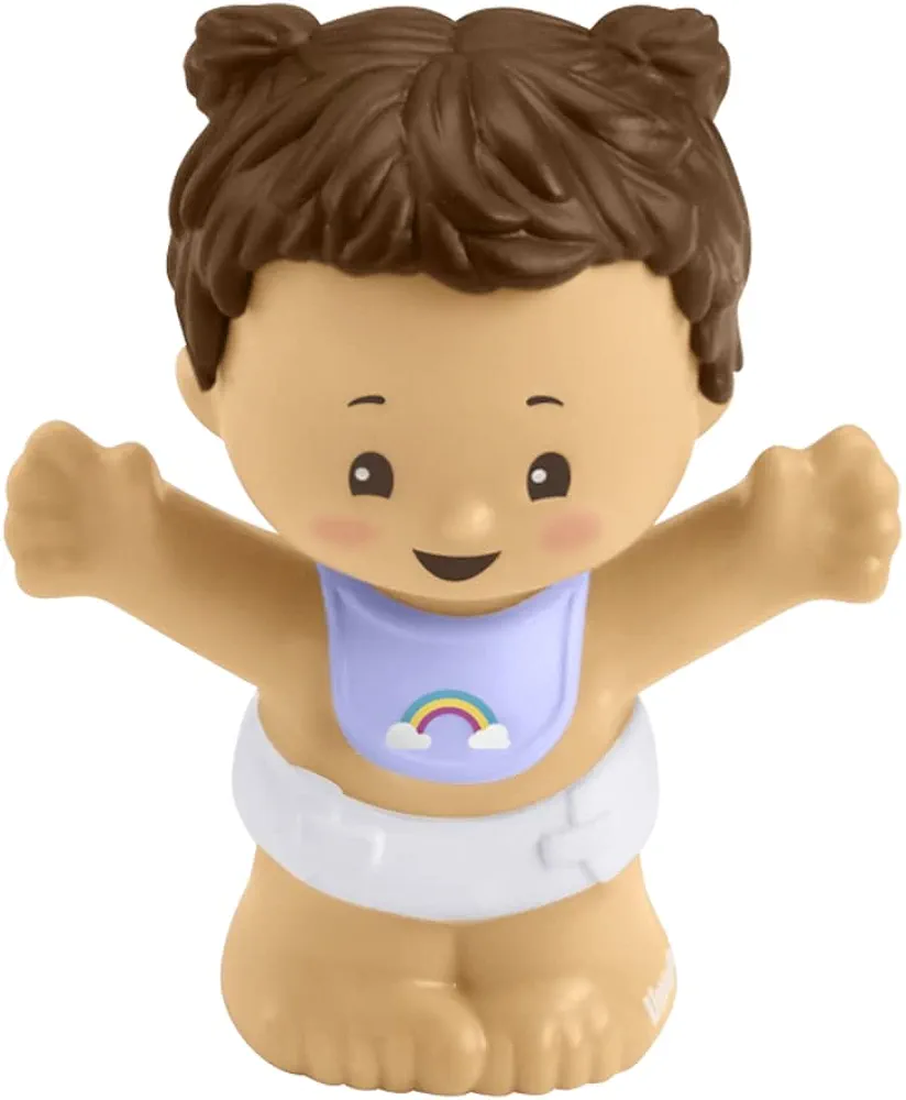 Replacement Figure for Fisher-Price Little People Snuggle Twins Playset - GKY44 ~ Baby Girl Figure ~ Bib with Rainbow and Pigtails