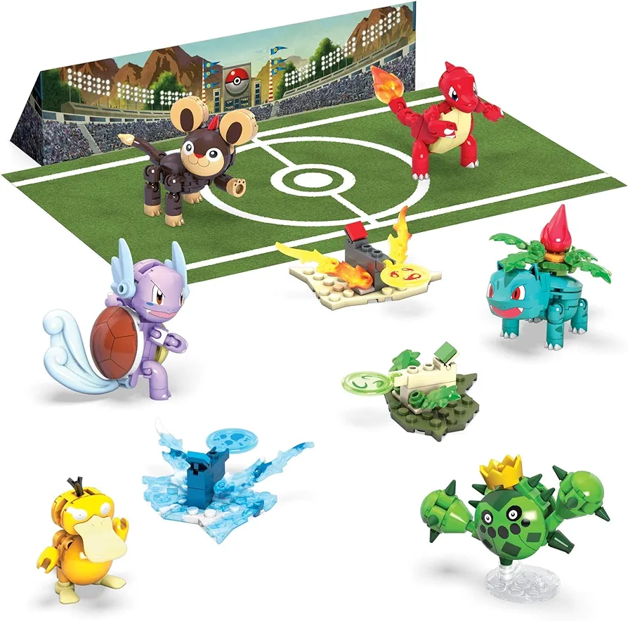 MEGA Pokémon Action Figure Building Toys Set for Kids, Trainer Team Challenge with 276 Pieces, 6 Poseable Characters and Accessories