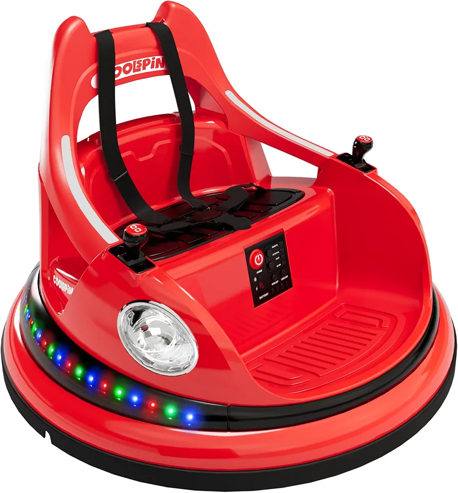 Electric Bumper Car for Kids, 12V Ride on Toddler Bumping Car W/Remote Control, LED Lights & 360 Degree Spin, ASTM Certified (Red)