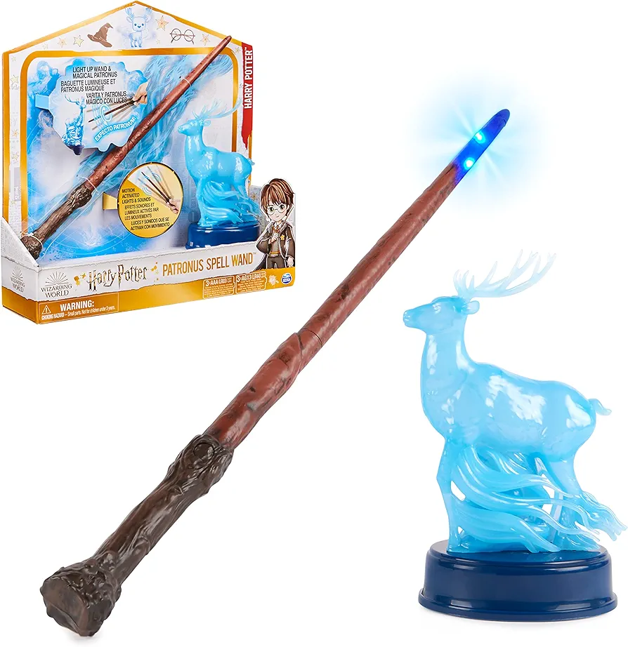 Wizarding World, Harry Potter 13" Light-Up Patronus Wand Collectible Toy + Figure, Lights & Sounds with 3 Power Levels, Gift for Girls and Boys Age 6+