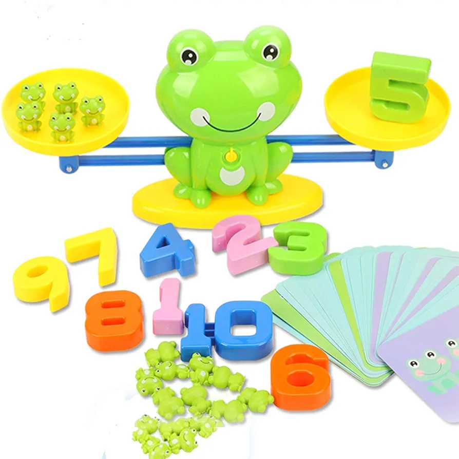 miYou STEM Math Toy Educational Balance Game and Counting Frog Set for School Kids Years 3 4 5 6 7