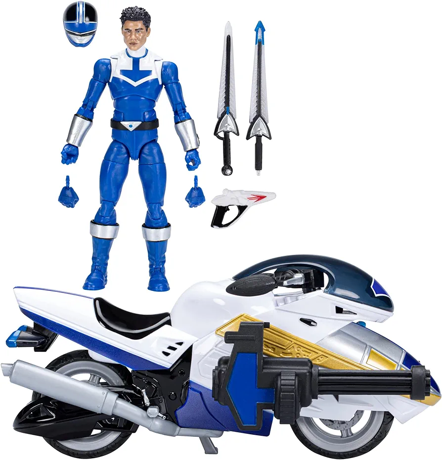 Power Rangers Lightning Collection Time Force Blue Ranger and Vector Cycle Action Figures with Accessories, Ages 4 and Up, Collectible Toys