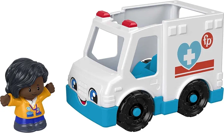 Fisher-Price Little People Ambulance, Push-Along Vehicle with EMT Figure for Toddlers and Preschool Kids Ages 1 to 5 Years