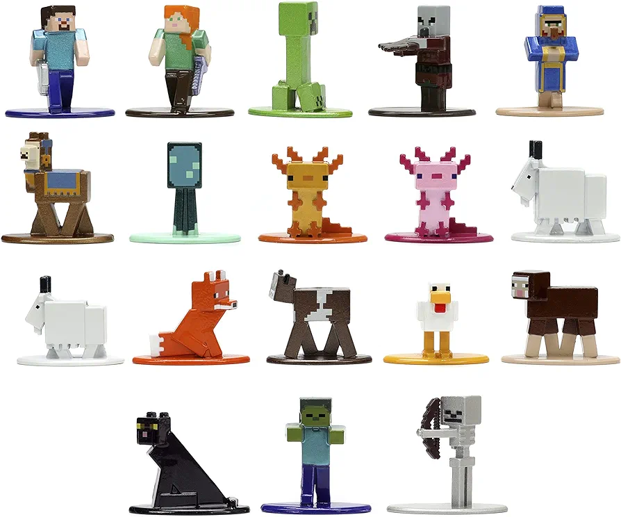 Minecraft Caves and Cliffs 1.65" 18-Pack Series 8 Die-cast Figures, Toys for Kids and Adults