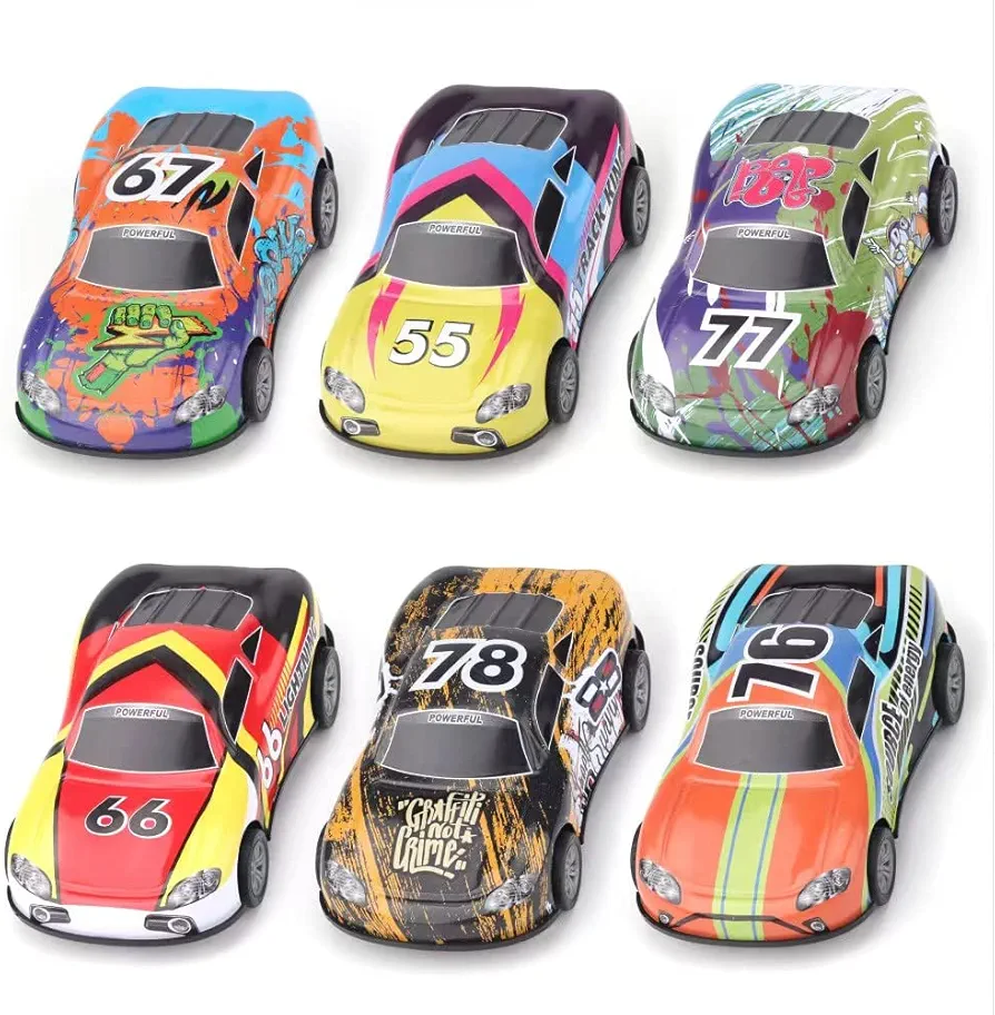 H 4.2 inch Pull Back Cars Toys Set, Friction Power Alloy Casting car Mini Race car, Suitable for Toddler 3 4 5 6 Year Old Kids Toy 6 Piece Set, Boys and Girls Christmas Birthday Party Gifts