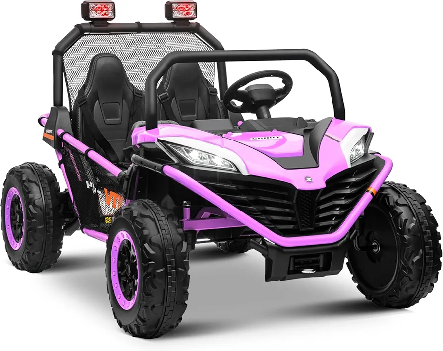 OTTARO 24V 10AH Ride on UTV Cars 2 Seater, Kids Electric Cars Vehicles, Metal Frame, EVA Wheels, 2x200W Powerful Motors, 20” Large 2 Seats, Bluetooth, Remote Control, Max Speed 4.7Mph (Purple Pink)