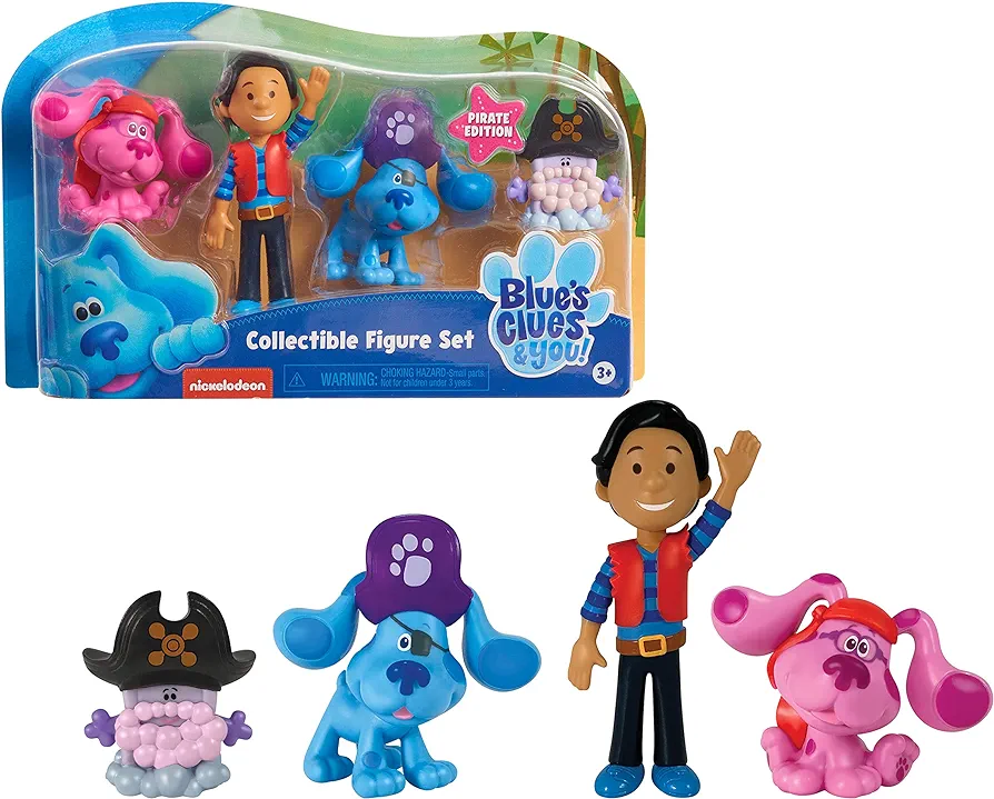 Blue's Clues & You! Collectible 4-Piece Pirate Figure Set, Josh, Blue, Magenta, Slippery Soap, Kids Toys for Ages 3 Up by Just Play