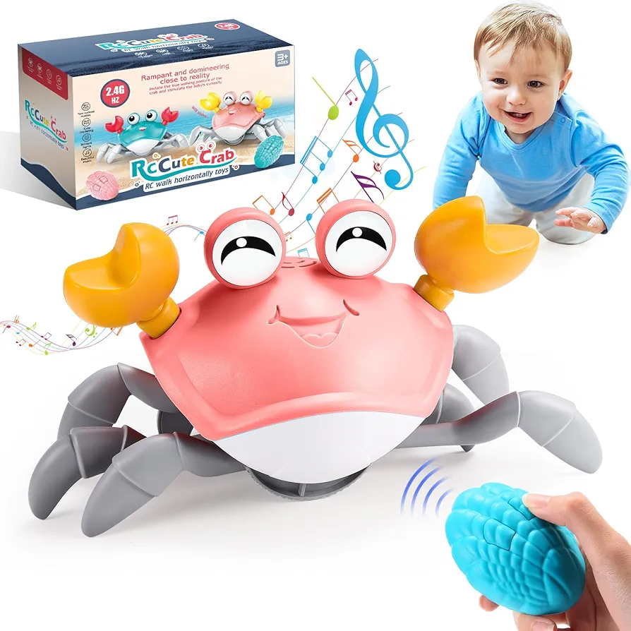 Remote Control Car for Toddlers: Crawling Crab Toys for 3 4 5 Year Old Girl RC Walking Dancing Crab Toy Baby Toddler Girl Toys 2-3 Christmas Birthday Gifts Pink