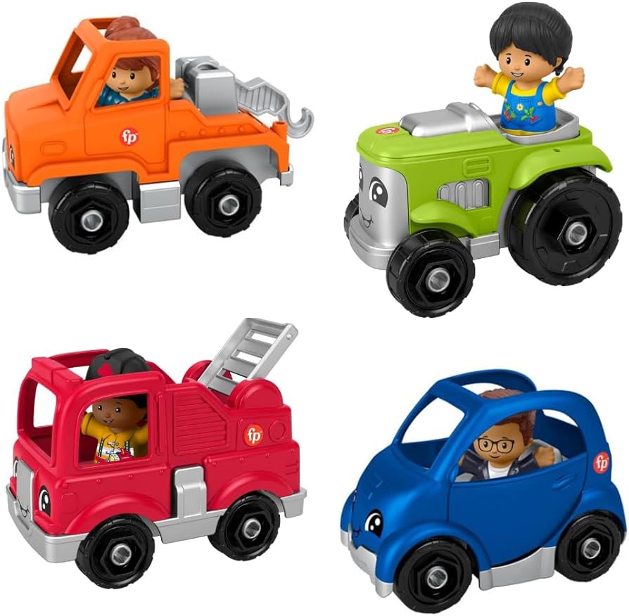 Fisher-Price Little People Small Vehicles with Figures Complete Set of 4 from HRX89-9633 Release Bundle in Manufacture Case