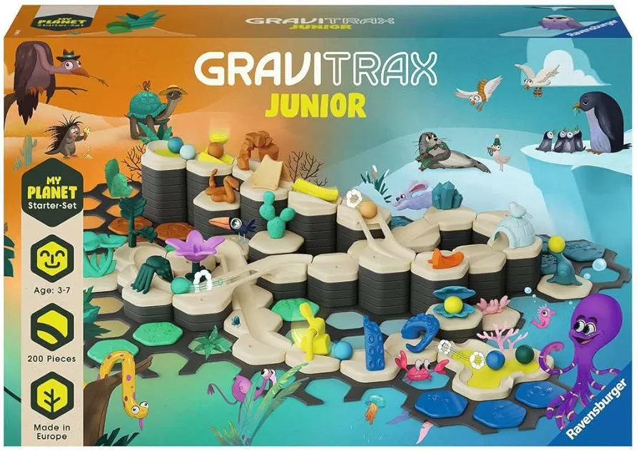 Ravensburger GraviTrax Junior Starter Set XXL: My Planet - Creative Preschool Marble Run Construction Toy and Maze Builder for Kids Age 3 and Up