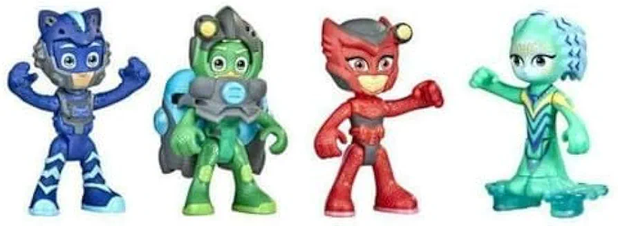 PJ Masks Underwater Heroes Dive Time Mission Action Figure Set, 4 PJ Masks Figures Set Includes Gekko, Owlette, Catboy, and Octobella Action Figures