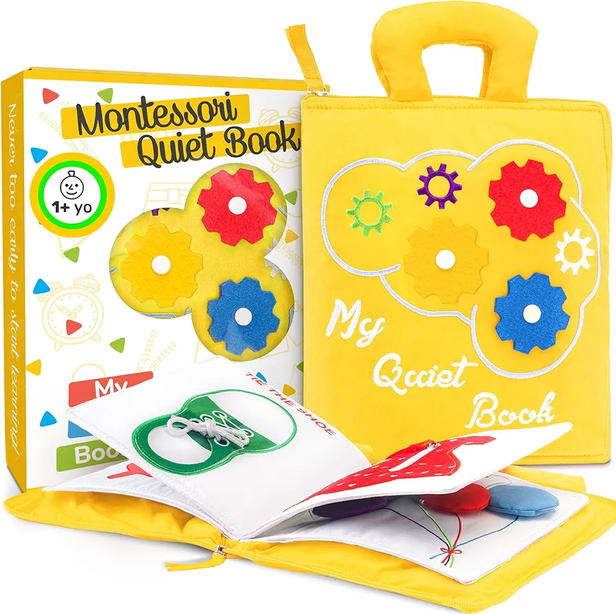 deMoca Quiet Book Montessori Toy for 1 Year Old, Preschool Busy Book for Toddlers 1-3, Travel Road Trip Essentials Kids with Educational Activities, Sensory Toy Boys & Girls, Packaging May Vary