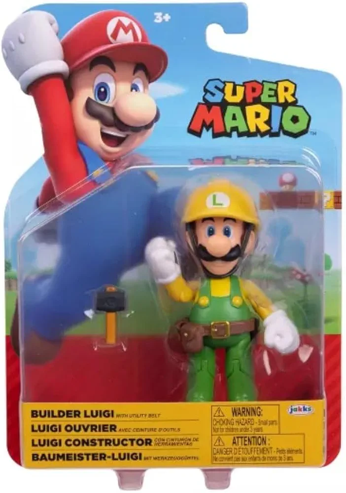 SUPER MARIO Builder Luigi 4 inch Action Figure