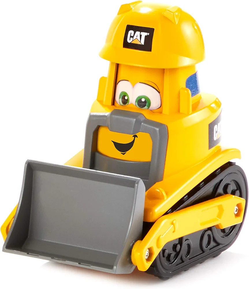 CAT Construction Toys, Junior Crew Construction Pals Bulldozer Educational Preschool Vehicle with Kid Vroom Sounds and Animated face. for Ages 2+