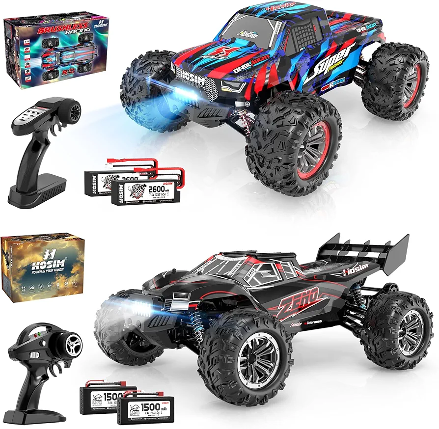 Hosim 1:10 68+ KMH Brushless 4X4 RC Cars for Adults and Kids & 1:10 High Speed Large RC Truck 48+ KMH