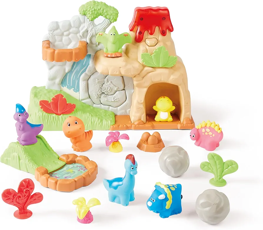 Kidoozie Volcano Valley Playset - Spark Sensory and Imaginative Play with This Erupting Volcano & Dinos Playset - 20-Piece Interactive Set for 18+ Months Toddlers!