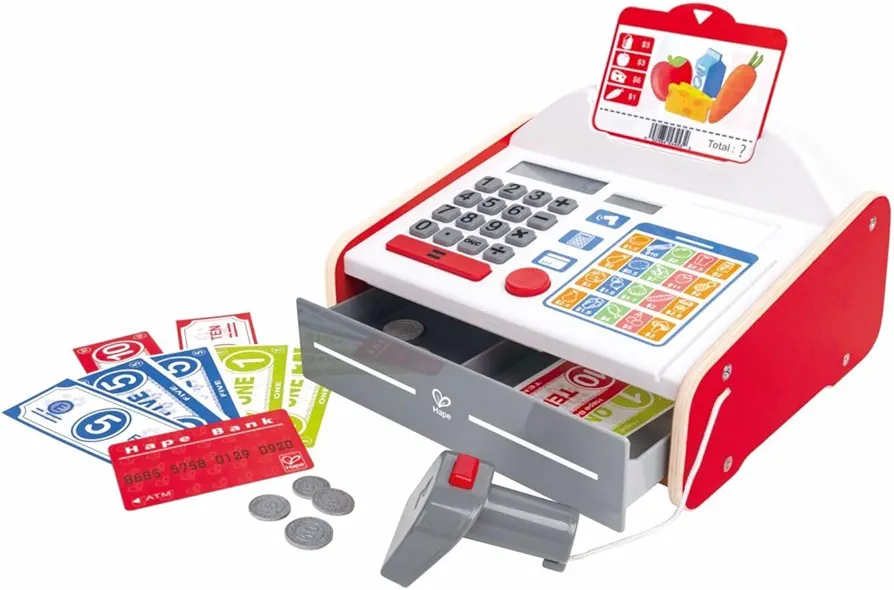 Hape Beep ’n’ Buy Cash Register | Role Play Toy Cash Register for Kids, for Children Ages 3+ Years