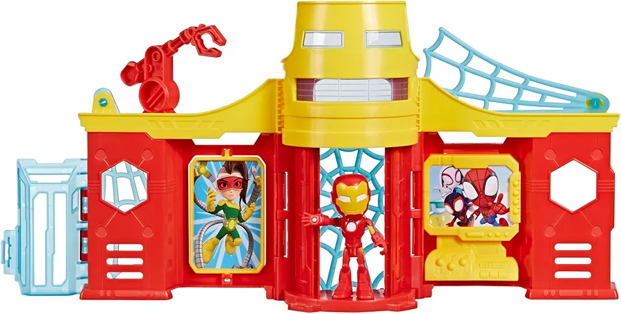 Spidey and his Amazing Friends Stark Tower Playset, Includes 4-Inch Iron Man Action Figure, Marvel Super Hero Toys for Kids 3 and Up