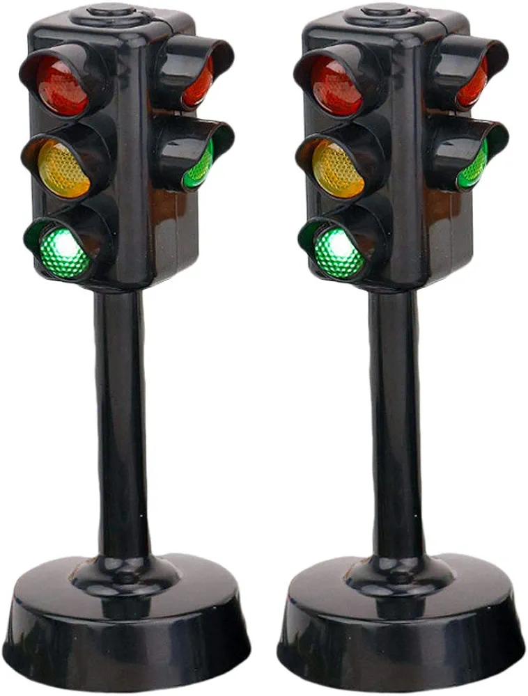 NUOBESTY Kids Traffic Light Toy Traffic Signal Light Model Toys Early Education Playset for Kids Toddler, Pack of 2(Random Size)