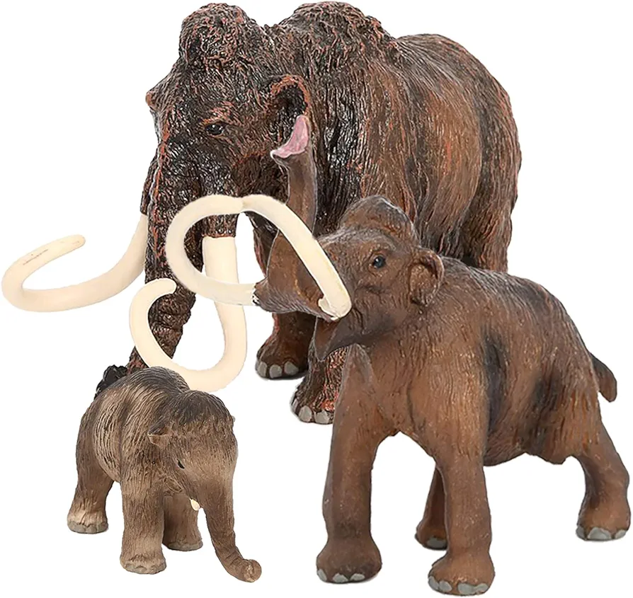 3PCS Figurines Mammoth Family Toys,Realistic Ancient Elephant Figurines Model, Cake Toppers Playset Eduactional Toys Party Playset Toys Ideal Gift