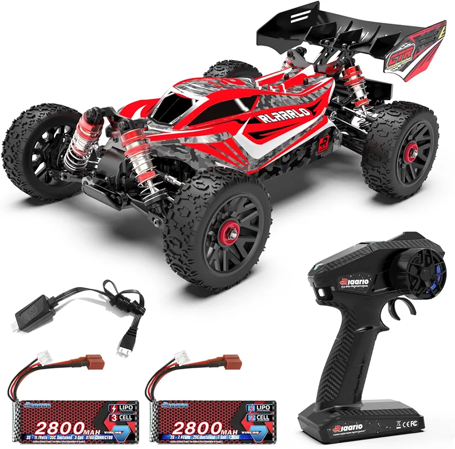 CROBOLL 1:14 Brushless Fast RC Cars and 3S 11.1V 2800mAh 25C Rechargeable Li-Po Battery with Charging Cable