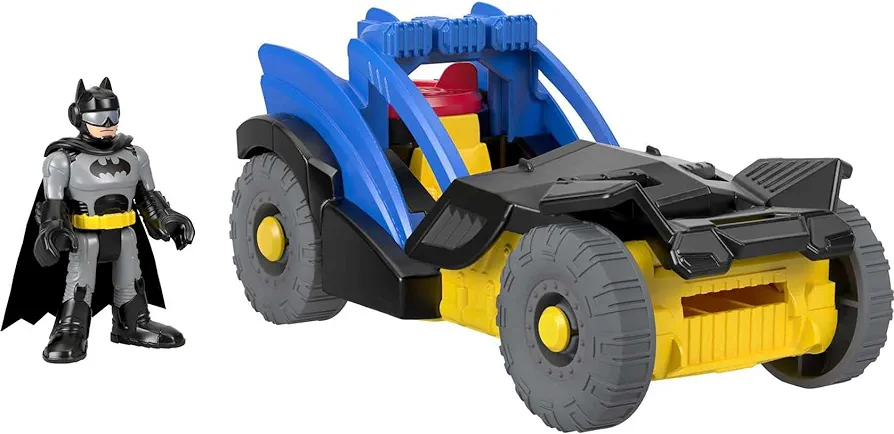 Imaginext DC Super Friends Batman Toy Rally Car with Disk Launcher and Figure for Preschool Pretend Play Ages 3+ Years