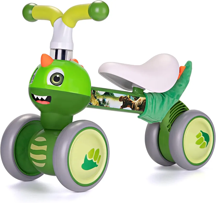 YGJT Baby Balance Bike Toys for 1 Year Old Boys Girls, 10-36 Months Toddler Bike, Non-Pedal 4 Silent Wheels Riding Toys Indoor Outdoor, First Birthday Gifts, Kids Pre-School First Bike Dinosaur