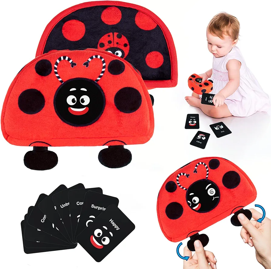 teytoy Social Emotional Learning Toy with emotion cards, Funny Ladybug Shape Expressions Matching Educational Montessori Toys for Preschool Learning Activities for Kids Ages 1-3 Years