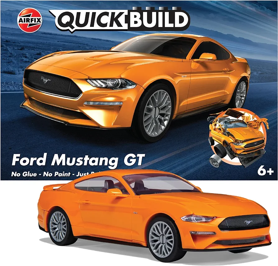 Airfix J6036 Quickbuild Plastic Model Car Kits - Ford Mustang GT - Easy Assembly Snap Together Model Kit, Classic Car for Adults & Kids to Build, Model Sports Car, Building Toys Set