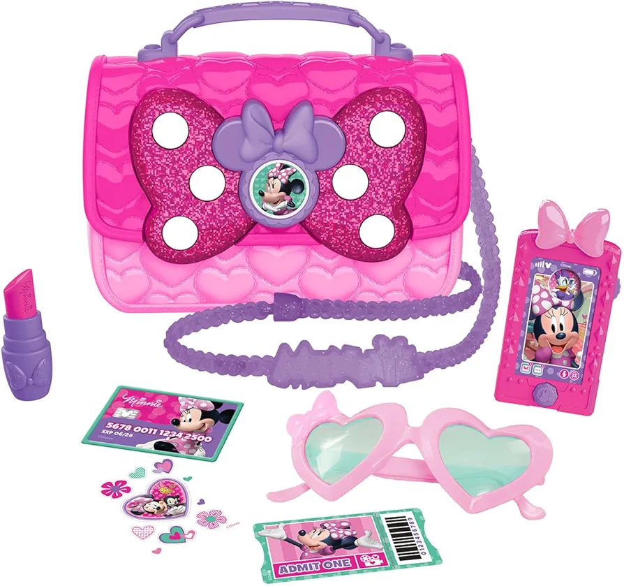 Disney Junior Minnie Mouse Bowfabulous Bag Set, 7-pieces, Dress Up and Pretend Play, Kids Toys for Ages 3 Up by Just Play