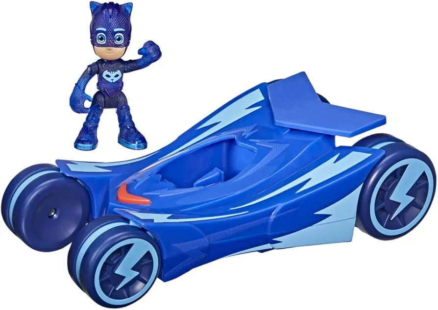 PJ Masks Glow & Go Cat-Car Preschool Toy Vehicle, Catboy Car Light Up Racer with Catboy Action Figure for Kids Ages 3 and Up