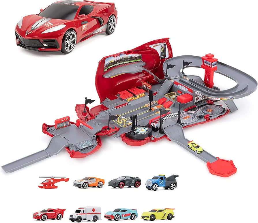 Micro Machines Corvette Raceway Transforming Corvette into Raceway Playset - Toy Cars for Kids and Collectors - Collect Them All - Amazon Exclusive