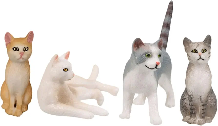 BESTOYARD 4pcs Simulated Solid Cat Home Decor Models Ornament Car Toys Lovely Cat Figurine Miniature Toys Desktop Decoration Lovely Cat Adornment Party Decor Animal Child PVC The Cat