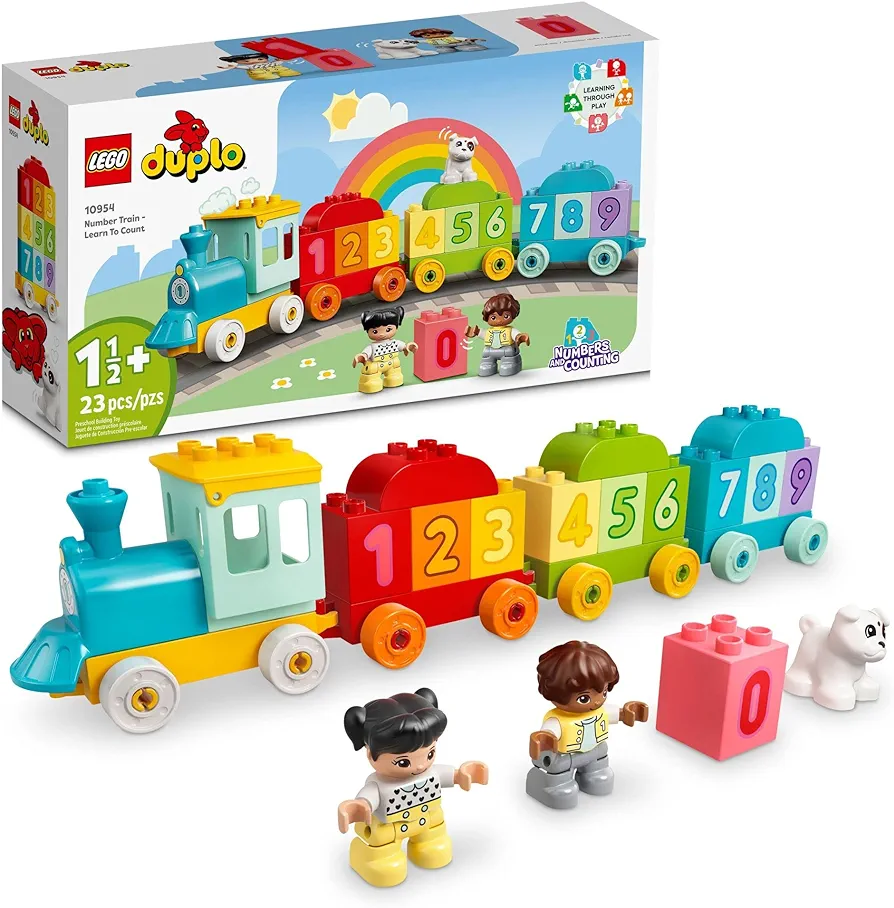 LEGO DUPLO My First Number Train Toy with Bricks for Learning Numbers, Preschool Educational Toys for 1.5-3 Year Old Toddlers, Girls & Boys, Early Development Activity Set, 10954