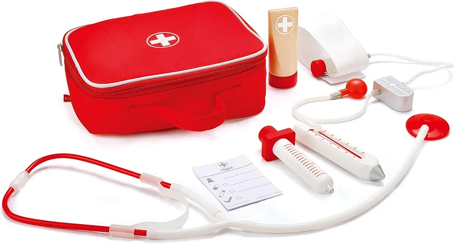 Award Winning Hape Doctor on Call Wooden Toddler Role Play and Accessory Set Red, L: 7.5, W: 3.1, H: 6.3 inch