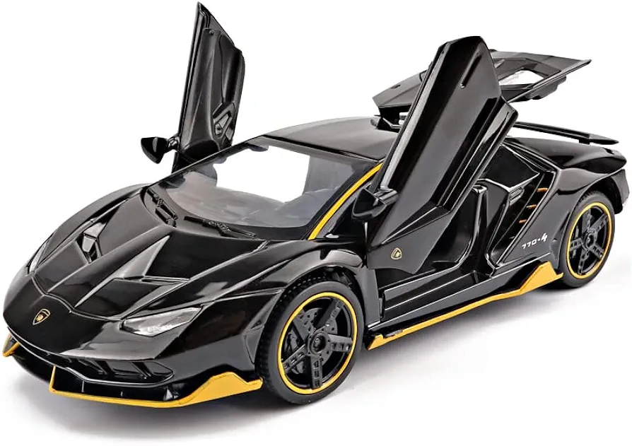 Alloy Collectible Black Lamborghini Toy Pull Back Vehicles Diecast Cars Model with Light & Sound