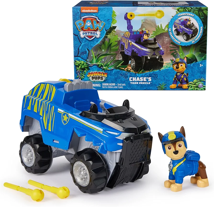 Paw Patrol Jungle Pups, Chase Tiger Vehicle, Toy Truck with Collectible Action Figure, Kids Toys for Boys & Girls Ages 3 and Up