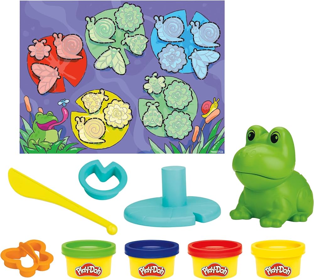 Play-Doh Frog ‘n Colors Starter Set with Playmat, Preschool Toys for 3 Year Old Girls & Boys & Up, Preschool Crafts Frog Toy & 4 Modeling Compound Colors