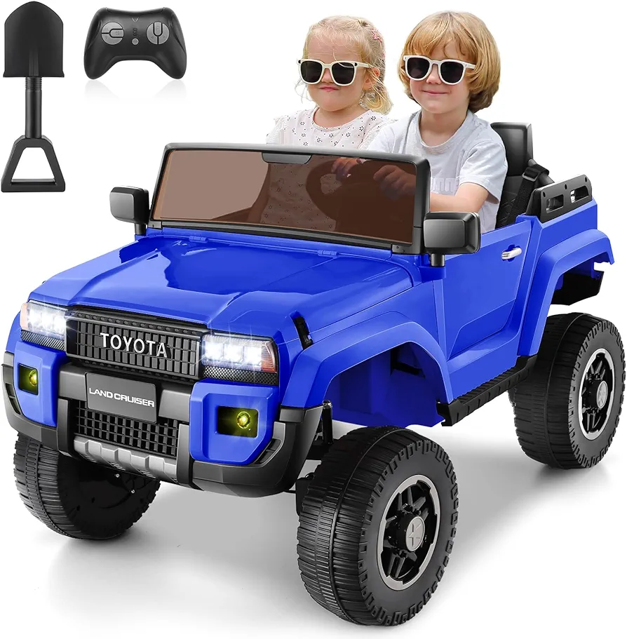 Hikole 24V Ride on Car with Remote Control, 2 Seater Battery Powered Car for Kids, 3 Speeds, LED Lights, Music, 20" Extra Wide Seat, 24 Volt Ride On Toys for Boys Girls, Blue