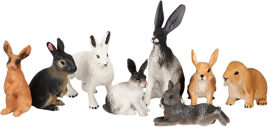 8 Pieces Mini Easter Bunny Rabbit Figurines Farm Animals Toy Plastic Rabbit Toys Cake Topper Party Cake Decorations for Kids Toddlers