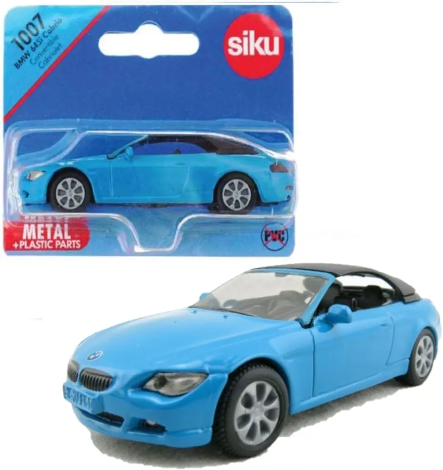 Siku 1007, BMW 645i Convertible, Metal/Plastic, Blue, Toy car for Children, Removable soft top