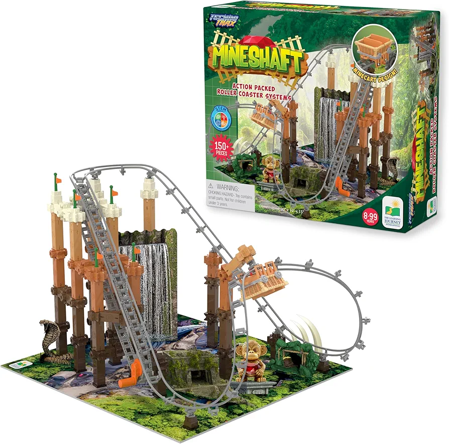 The Learning Journey International Techno Trax Mineshaft, Action Packed Roller Coaster Building Kit, STEM Gift for Boys and Girls Age 8+, 150+ pc Set