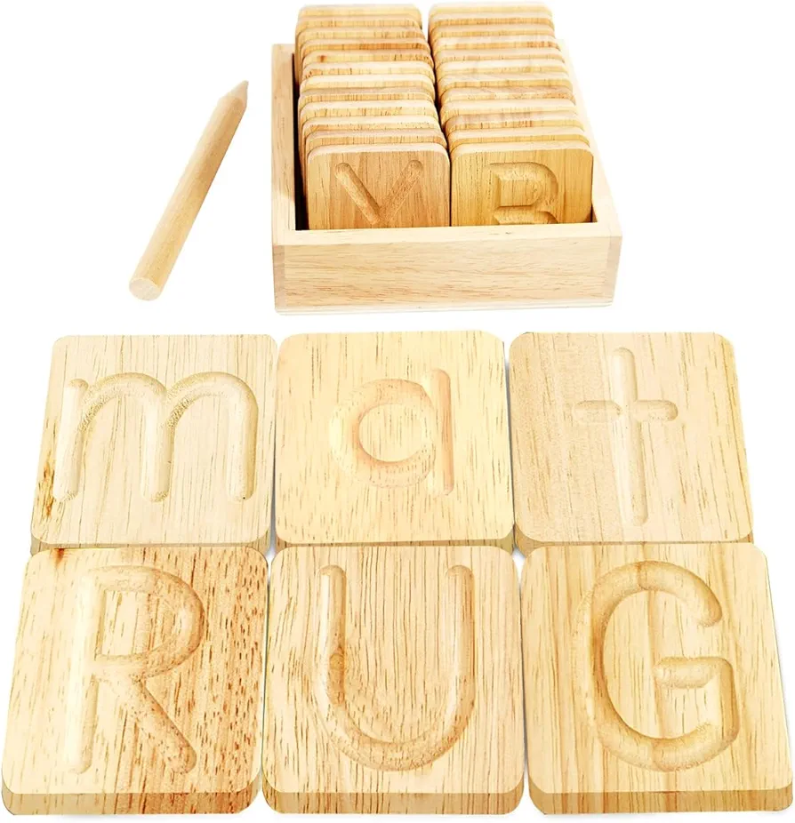 Wooden Alphabet Tracing Boards - Preschool Letter Formation - Montessori Alphabet Letters