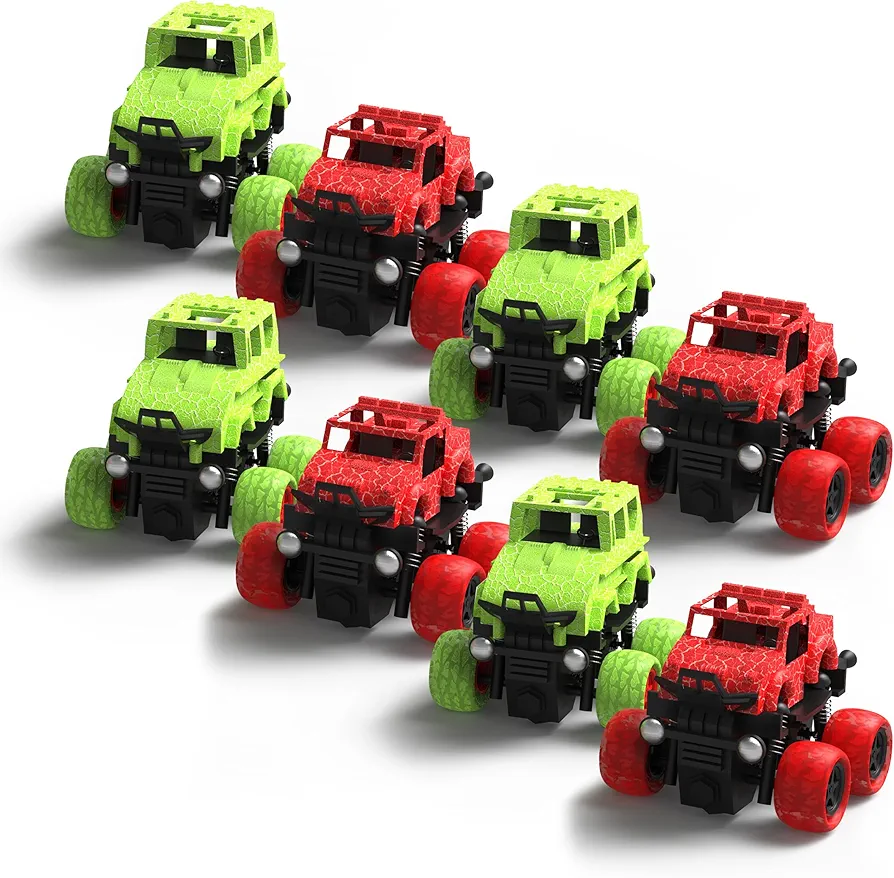 4x4 Power Trucks, Truck Toys Bundle Pack (8 Pack) - Monster Truck Party Favors - Monster Truck Kids Birthday Gift - Friction Powered Monster Trucks - Boys Outdoor Toys